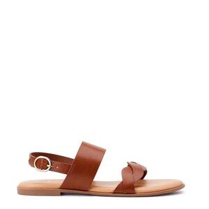TIME AND TRU Women’s Brown Braided Twist Strap Memory Foam Sandals